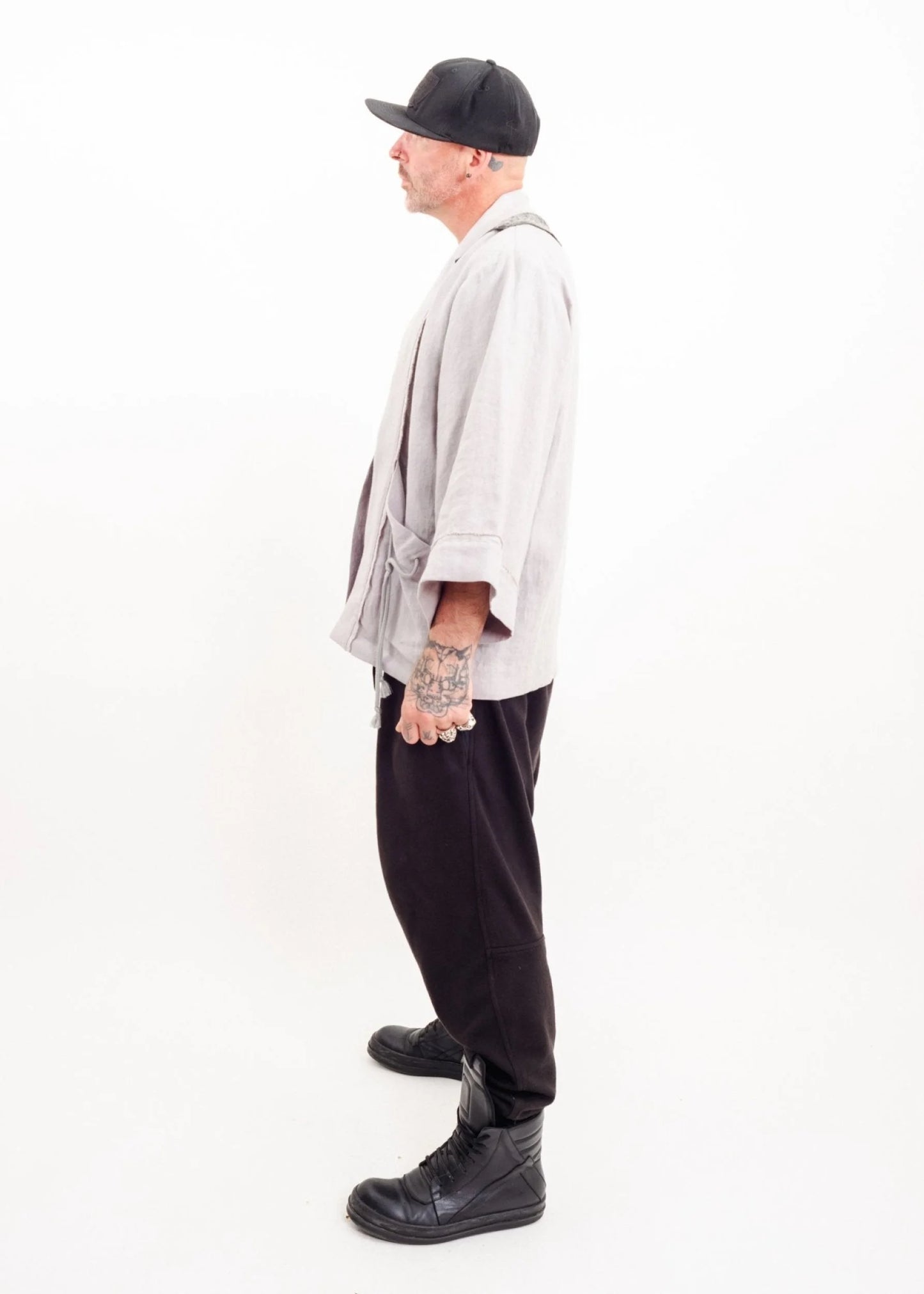 Depth of Scye Selvedge Jacket- linen/ leather