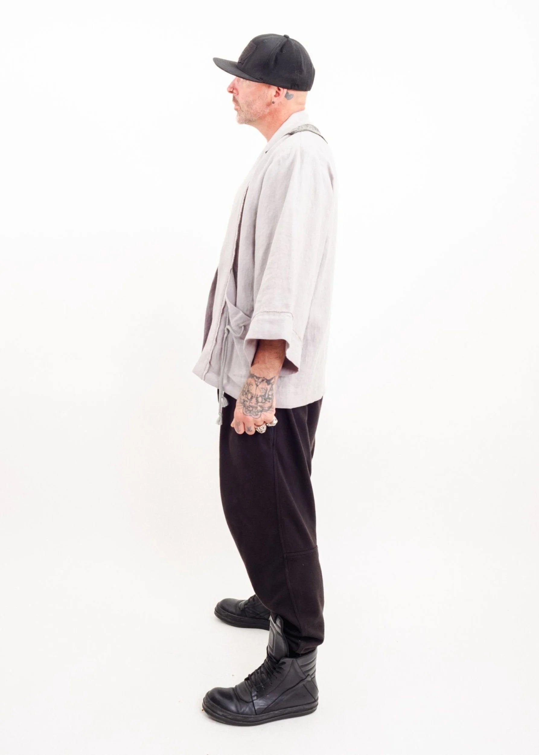 Depth of Scye Selvedge Jacket- linen/ leather