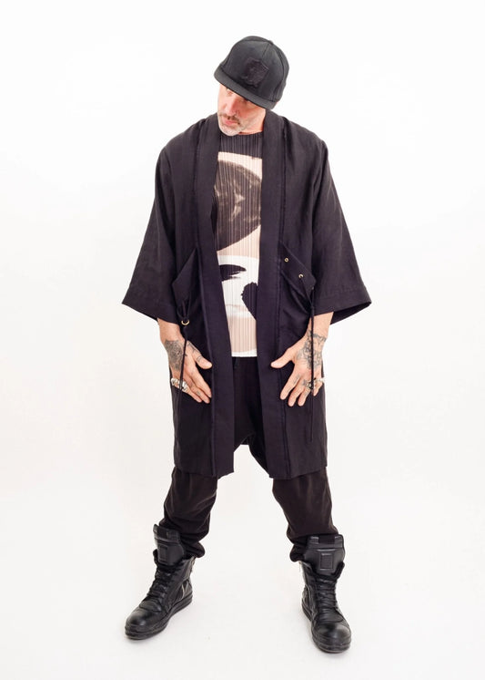 Depth of Scye Selvedge Longline Jacket- linen