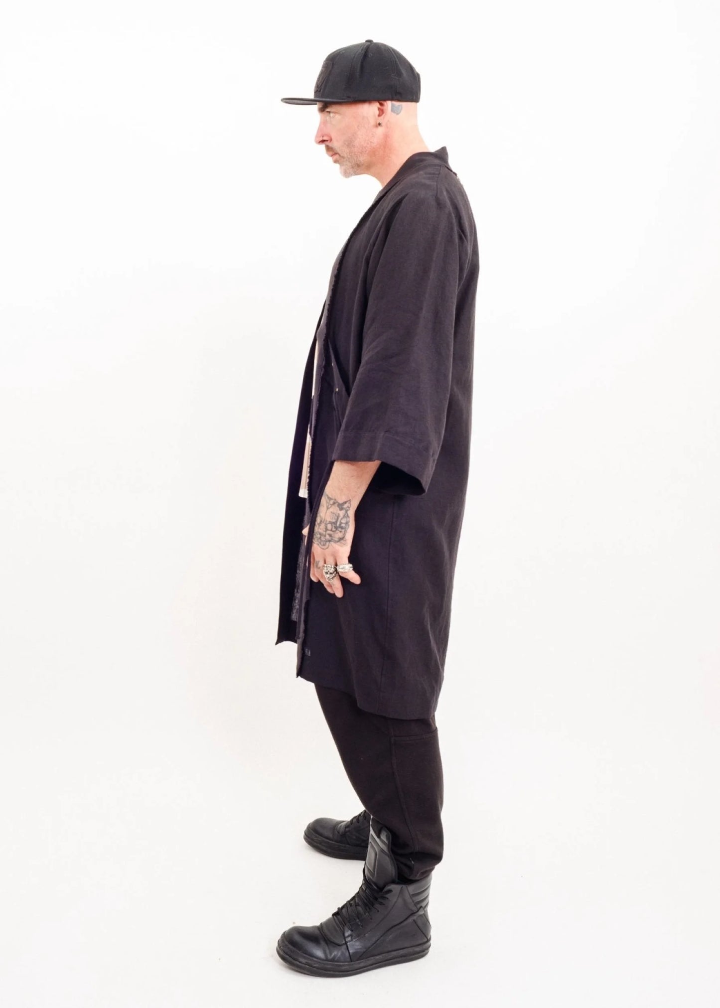 Depth of Scye Selvedge Longline Jacket- linen
