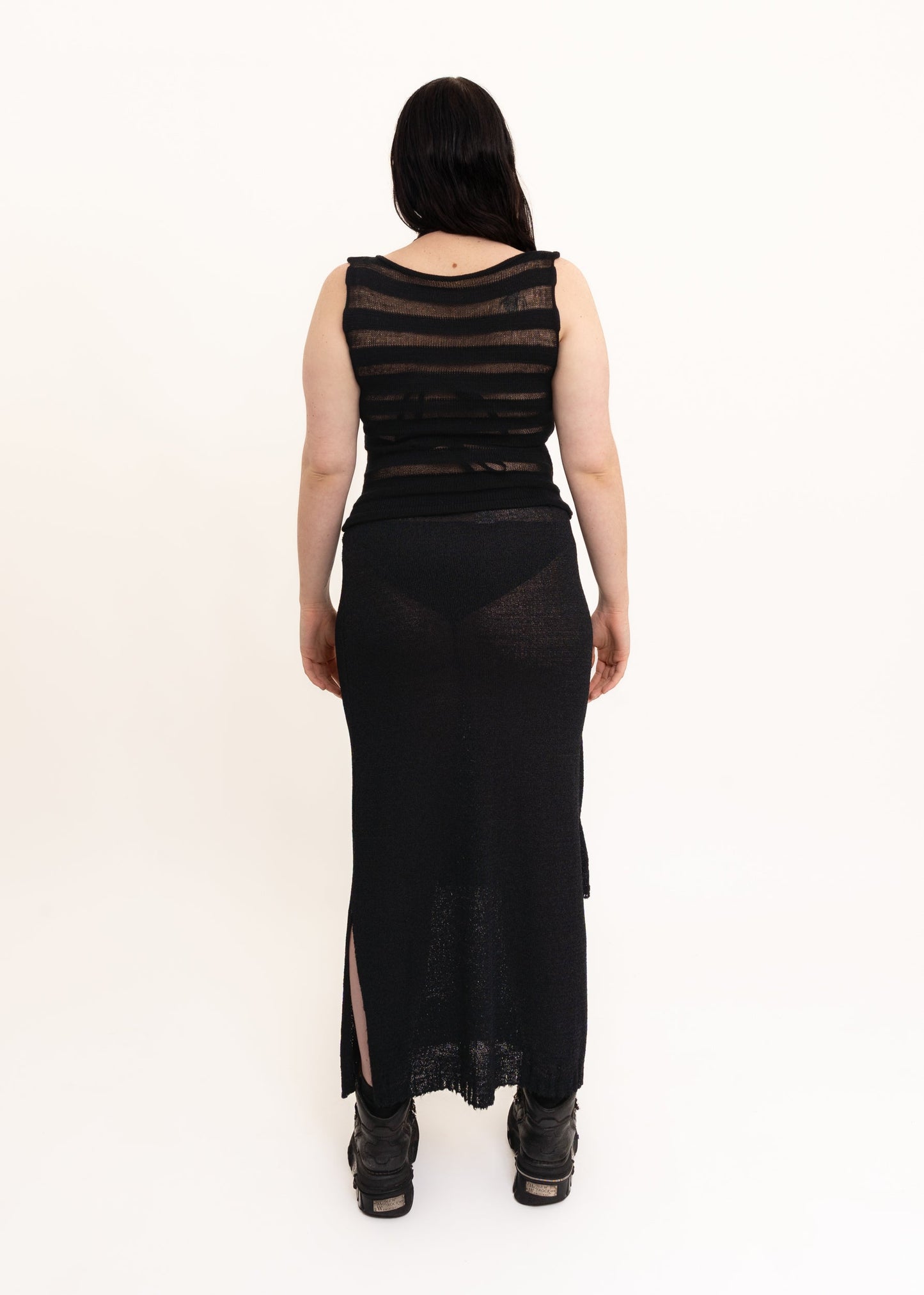 2000s French vintage Sheer knit wrap maxi skirt Bizarre Bazaar
