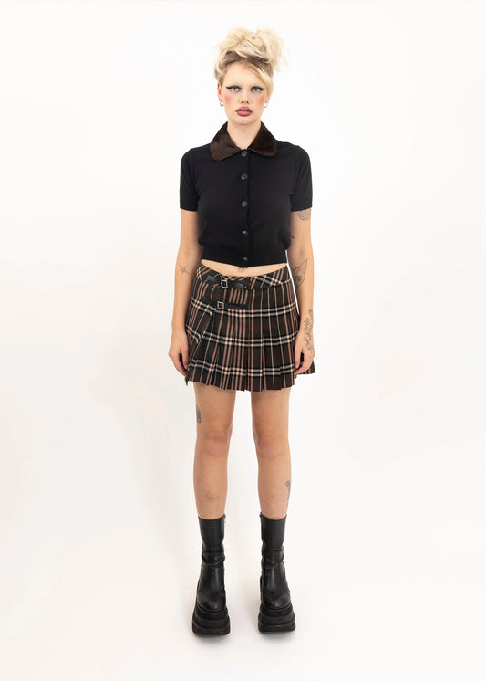 Versace Jeans Couture Short sleeve cardigan with faux fur collar