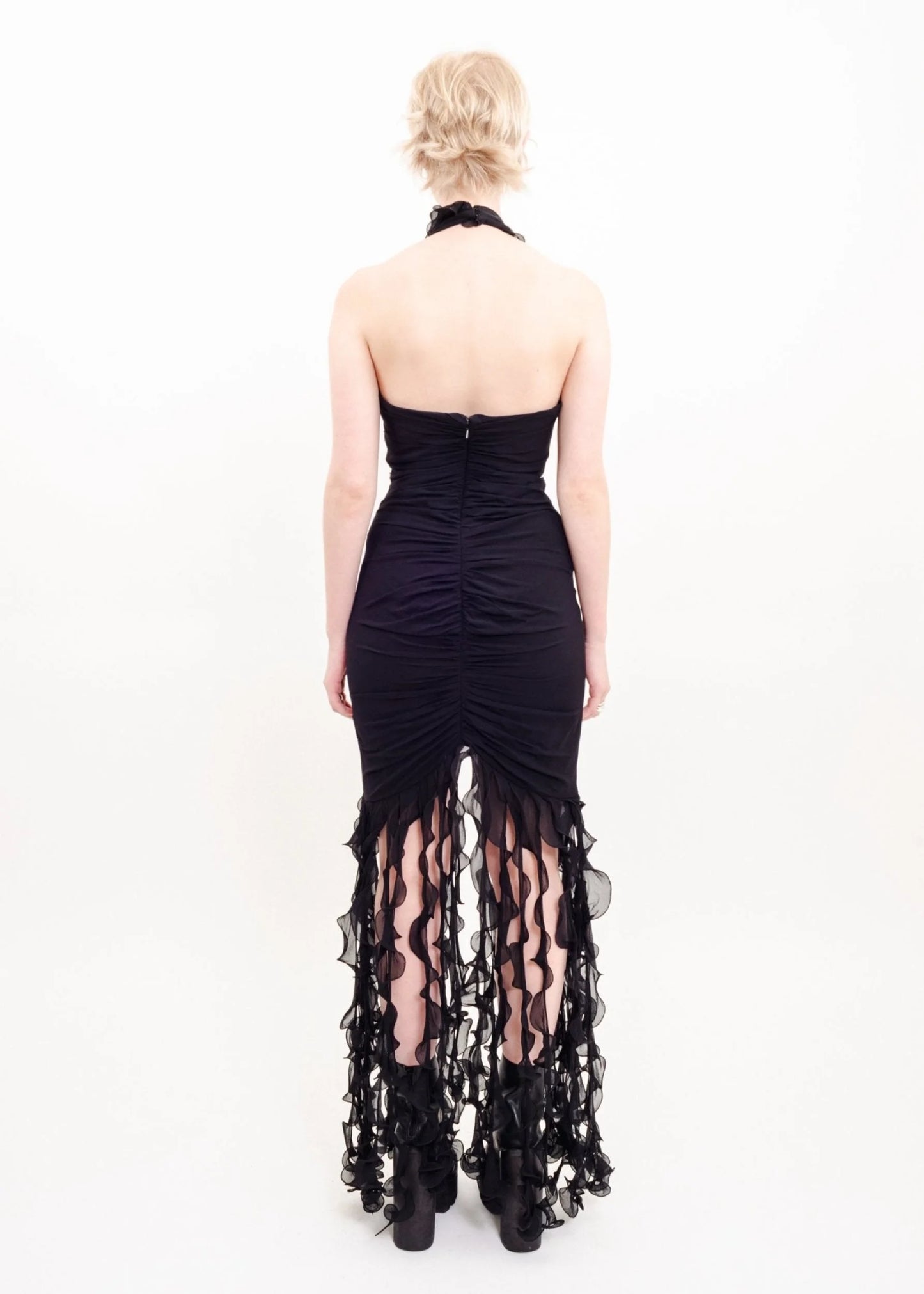 Smith & Miles Australia Silk ruffle tendril gown