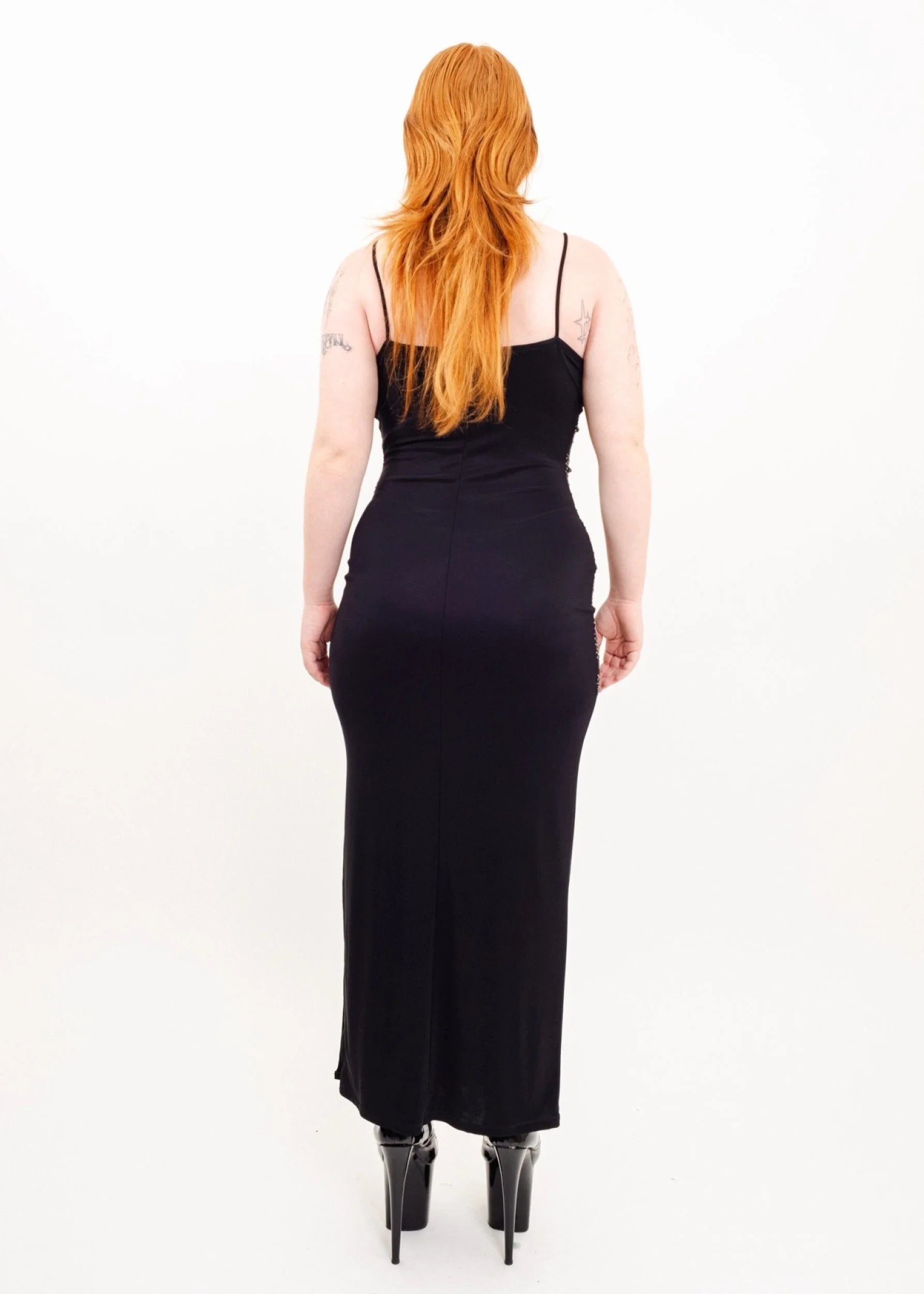 Grace USA Slinky glitter stripe gown