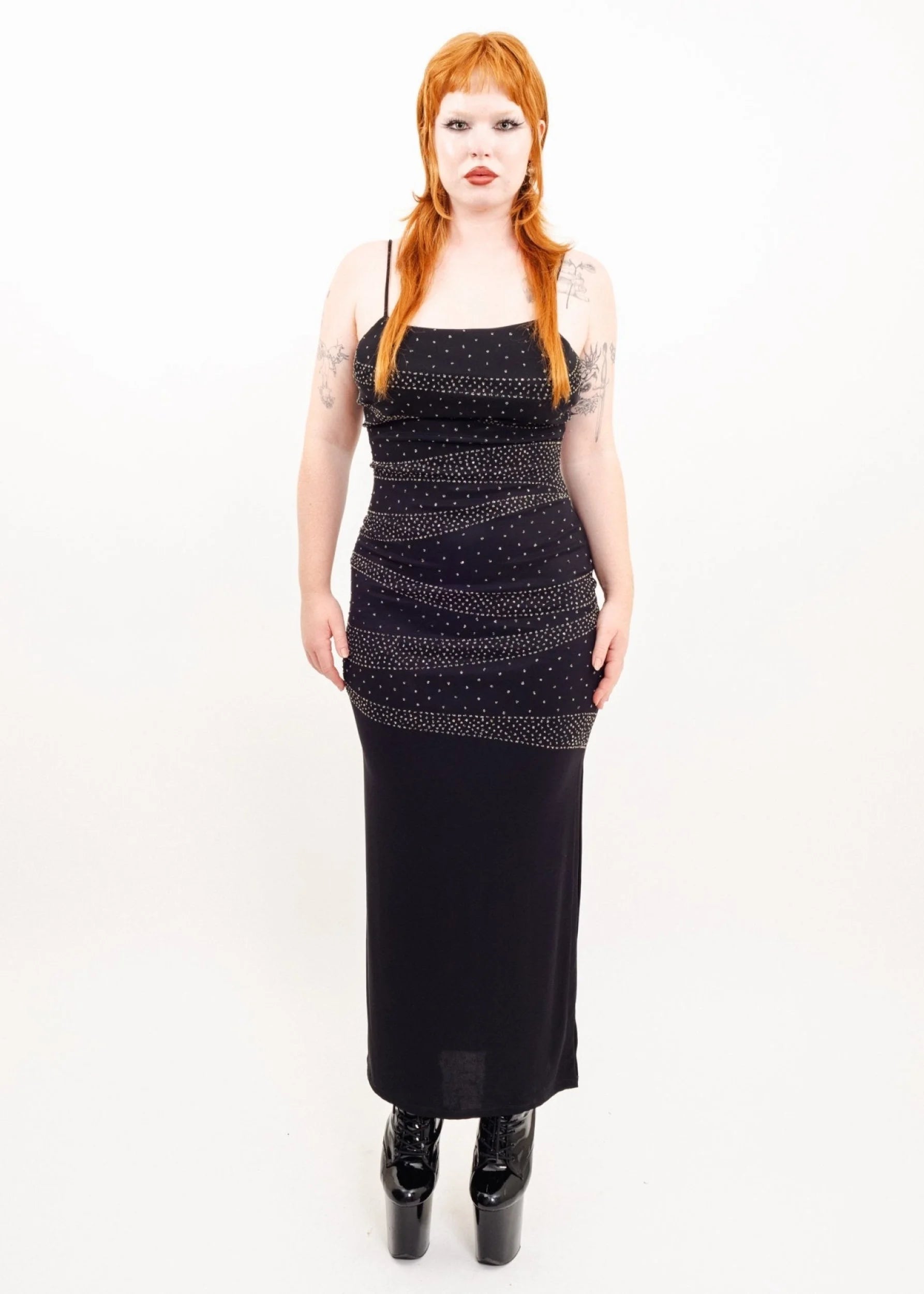 Grace USA Slinky glitter stripe gown