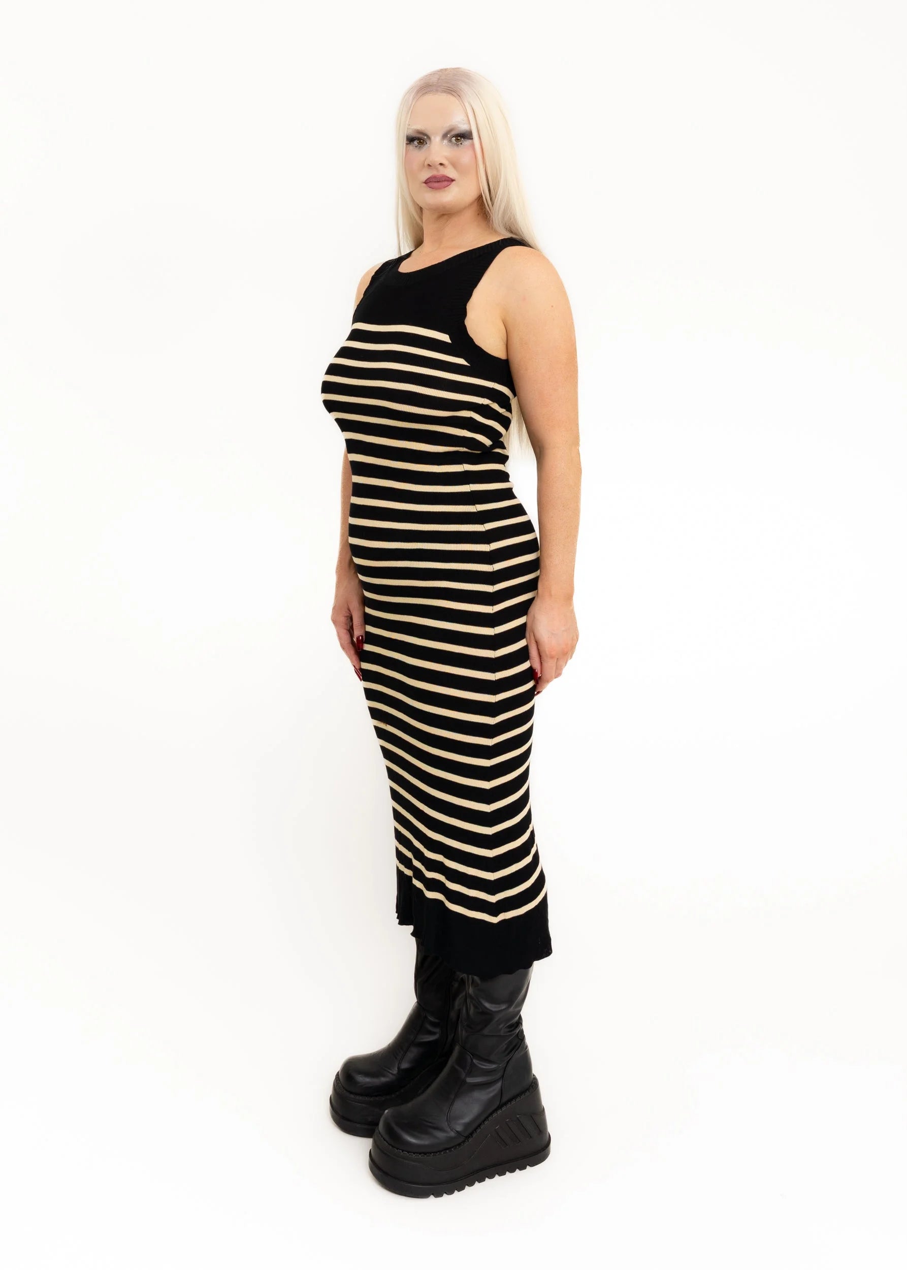 Jean Paul Gaultier Maille Femme Striped knit maxi dress with cut-out back