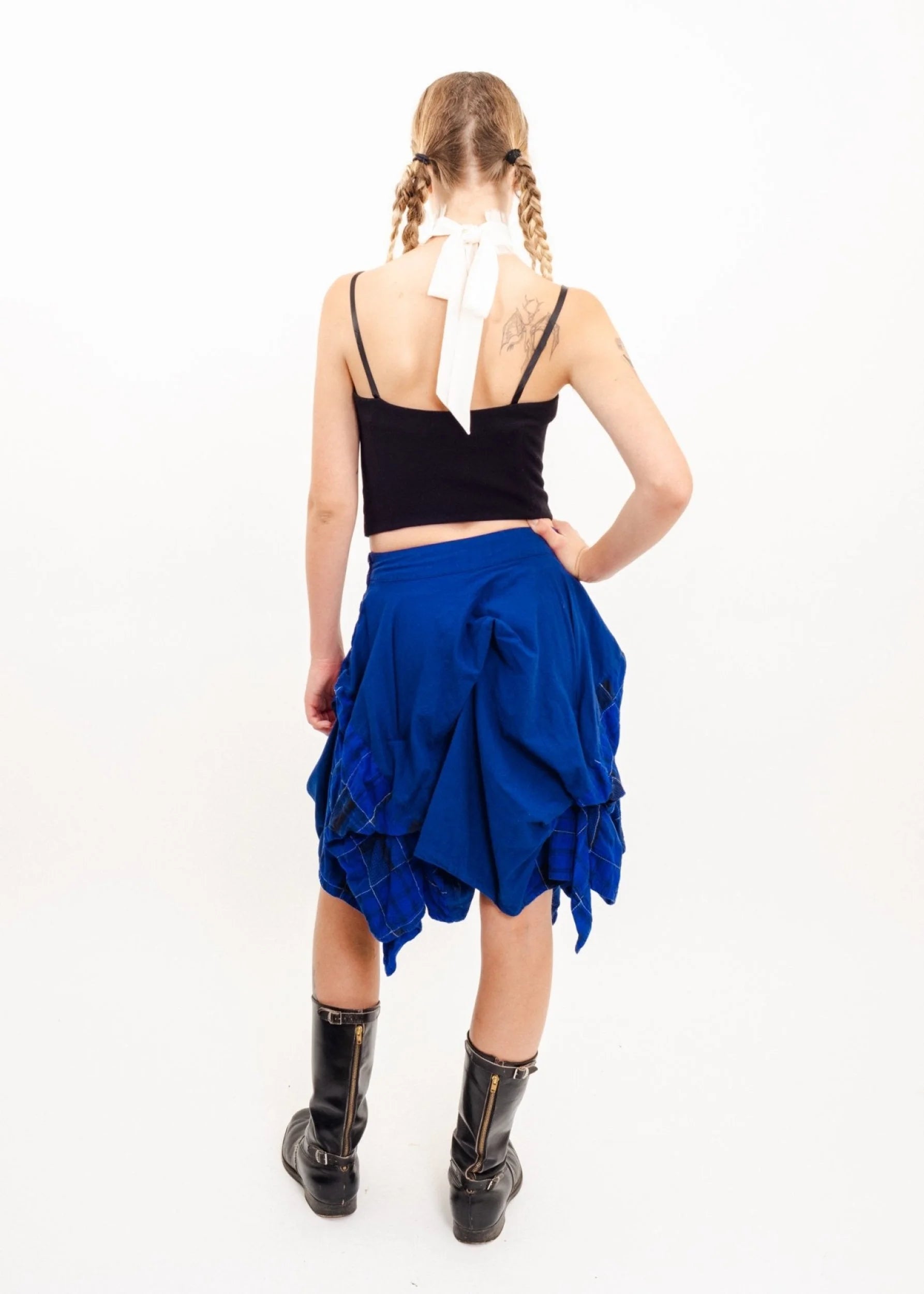 Atsuro Tayama Structured tartan pin tuck skirt