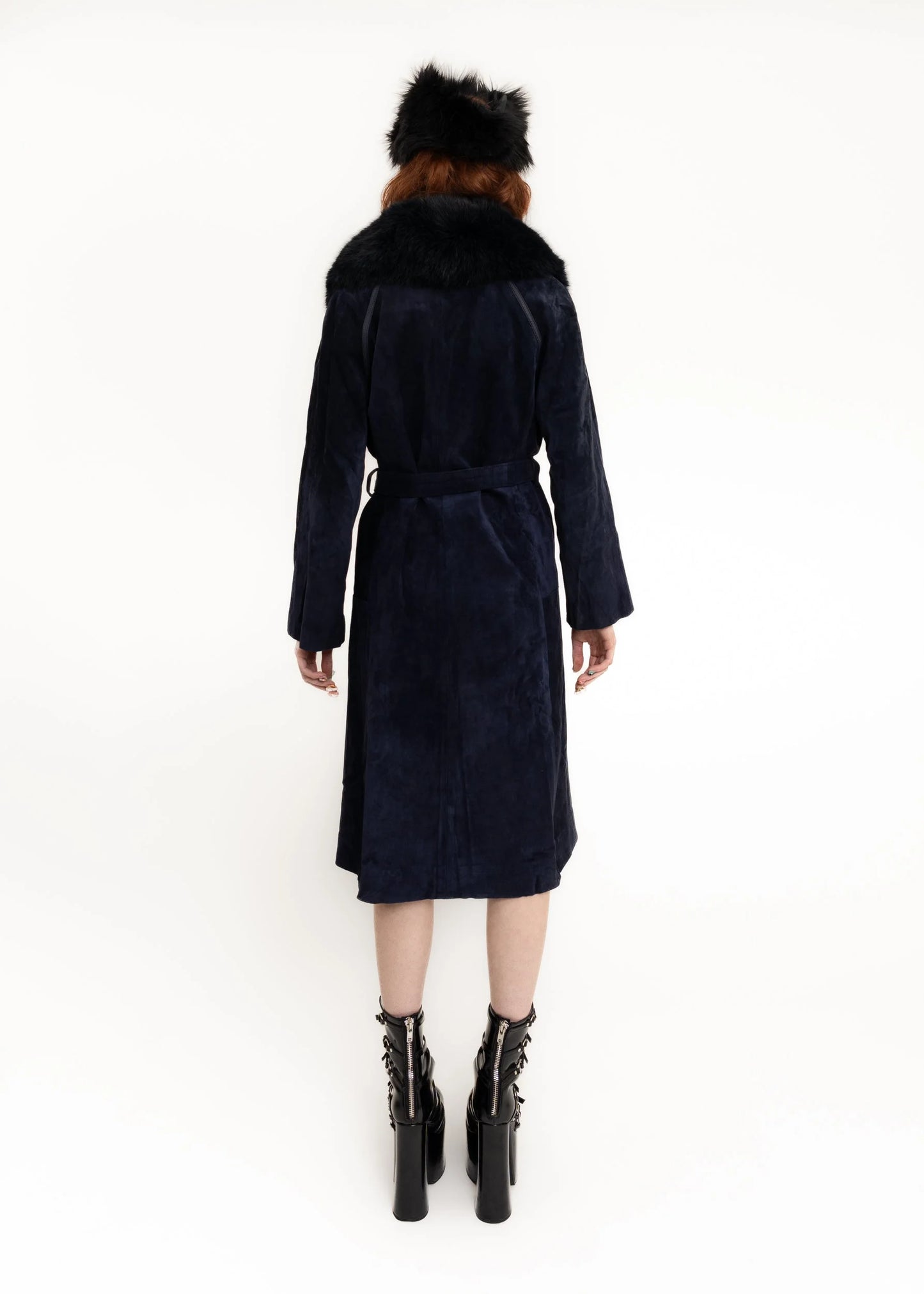 Bizarre Bazaar Suede coat with fox fur collar