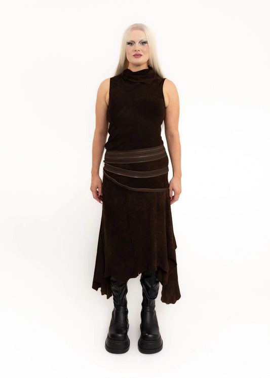 Jean Paul Gaultier Femme Suede dress with zipper detail