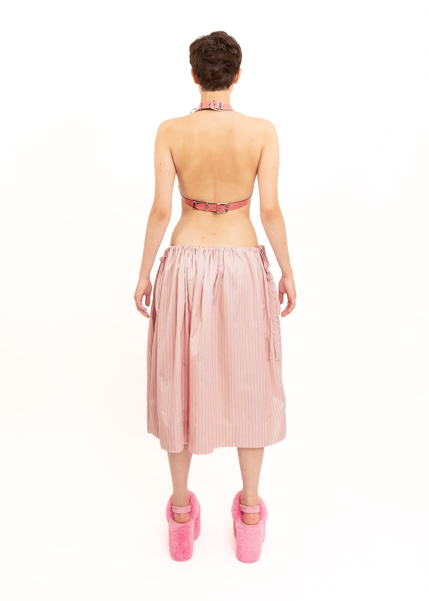 Rhoda Nunn Sunne Skirt- Pink Sateen Stripe Bizarre Bazaar