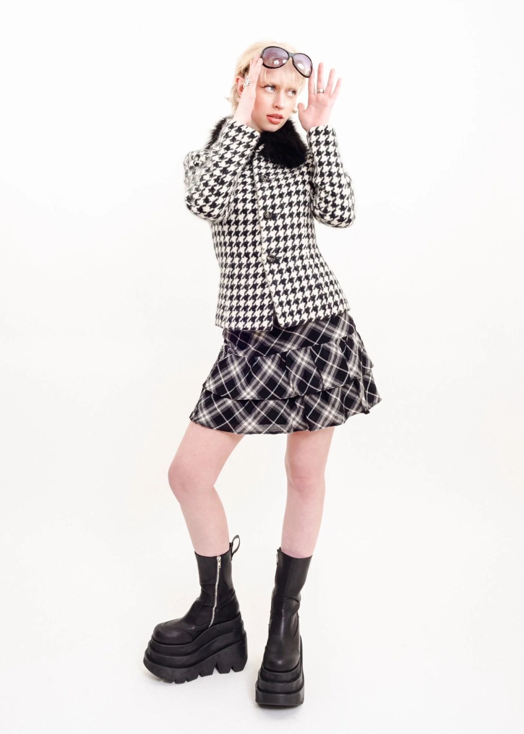 Burberry London Blue Label Tartan tiered mini skirt
