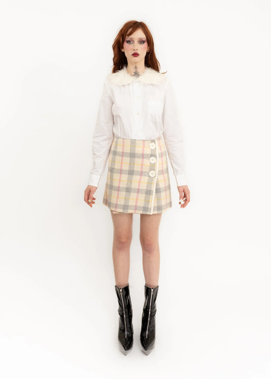 Courrèges 21 Tartan wool mini skirt