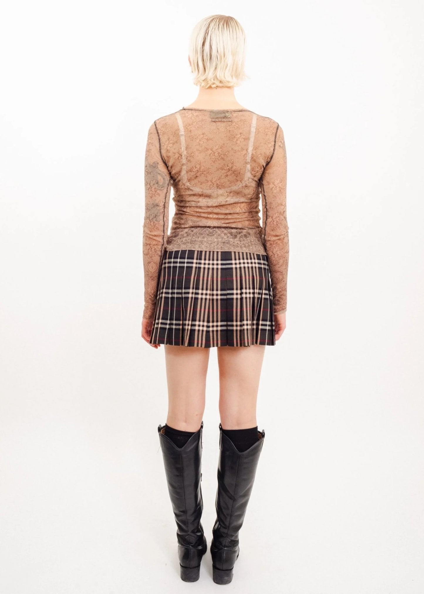 Burberry London Blue Label Tartan wool pleated mini skirt