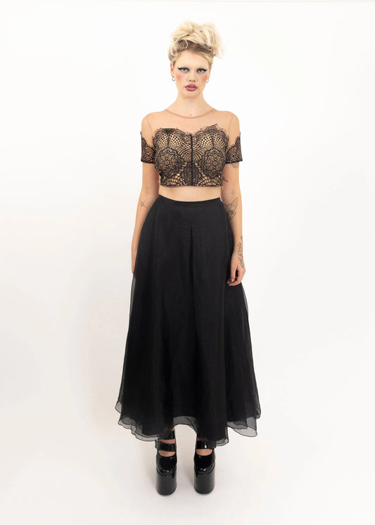 For Love & Lemons Trompe l’oeil optical illusion lace/mesh top