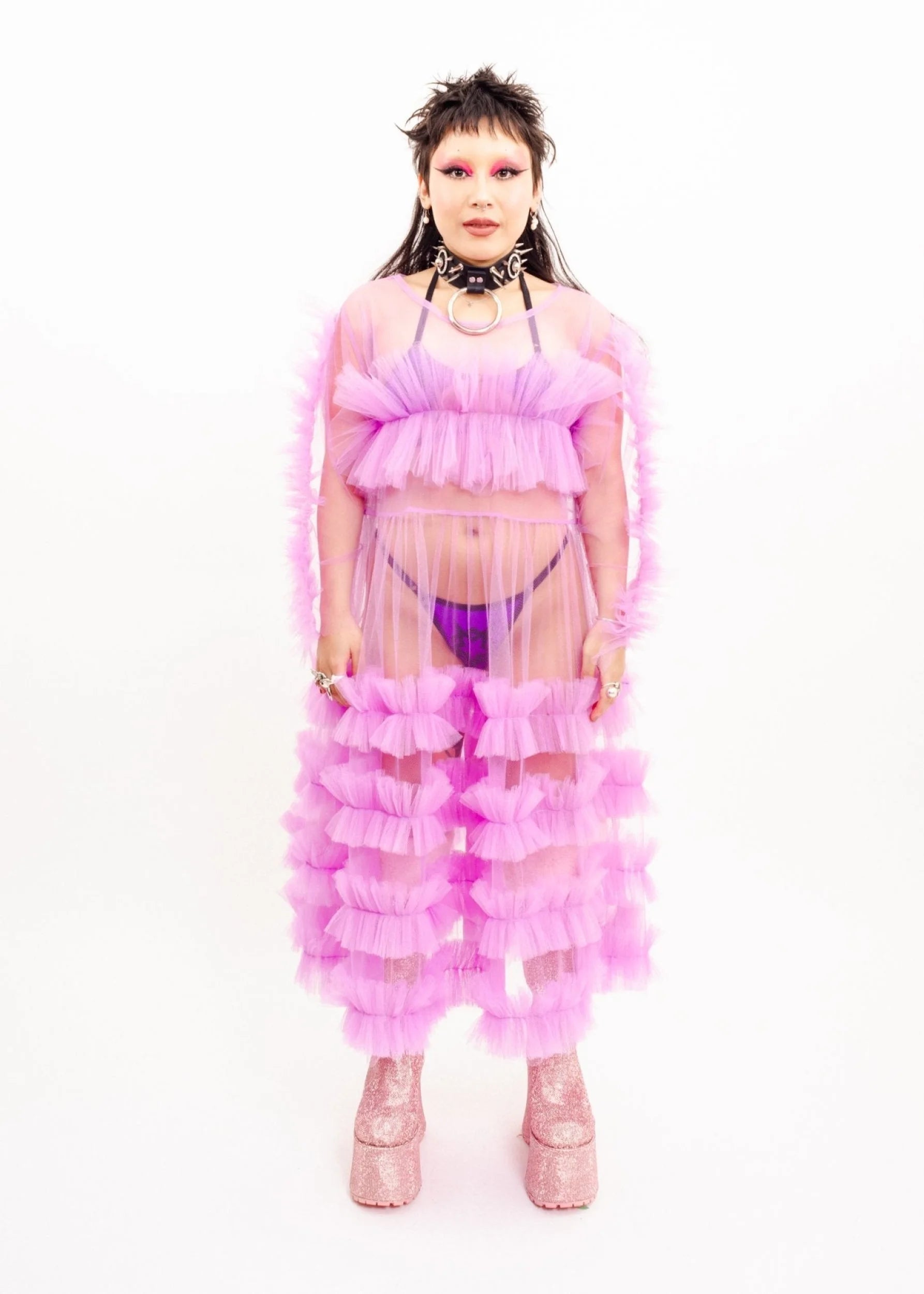 Jojo The Label Tulle Ruffled Midi Dress- Sugarplum Purple