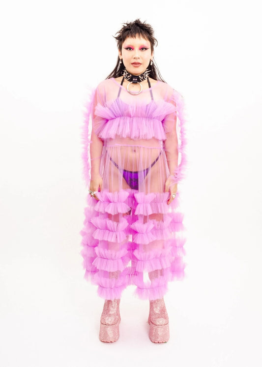 Jojo The Label Tulle Ruffled Midi Dress- Sugarplum Purple