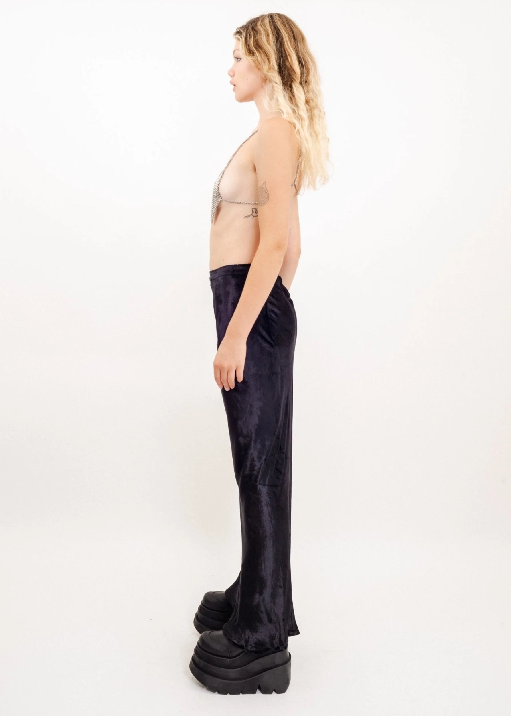 Alexander Wang Ultra long bias cut black crushed velvet maxi skirt