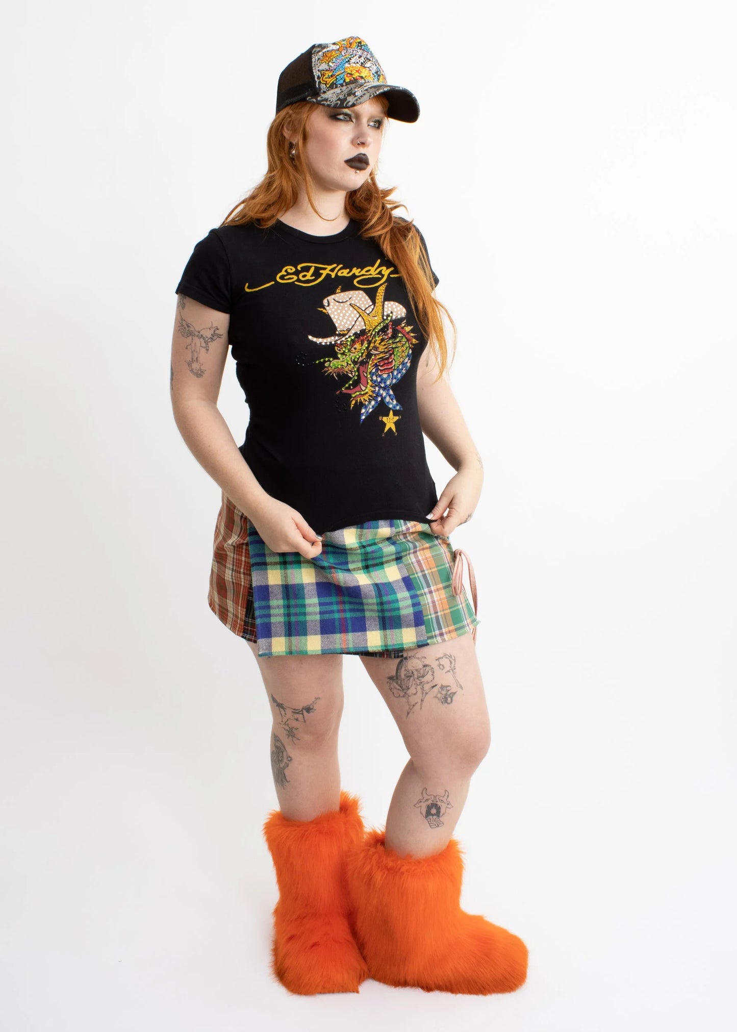 Ed Hardy by Christian Audigier Uncle Sam dragon bedazzled baby tee