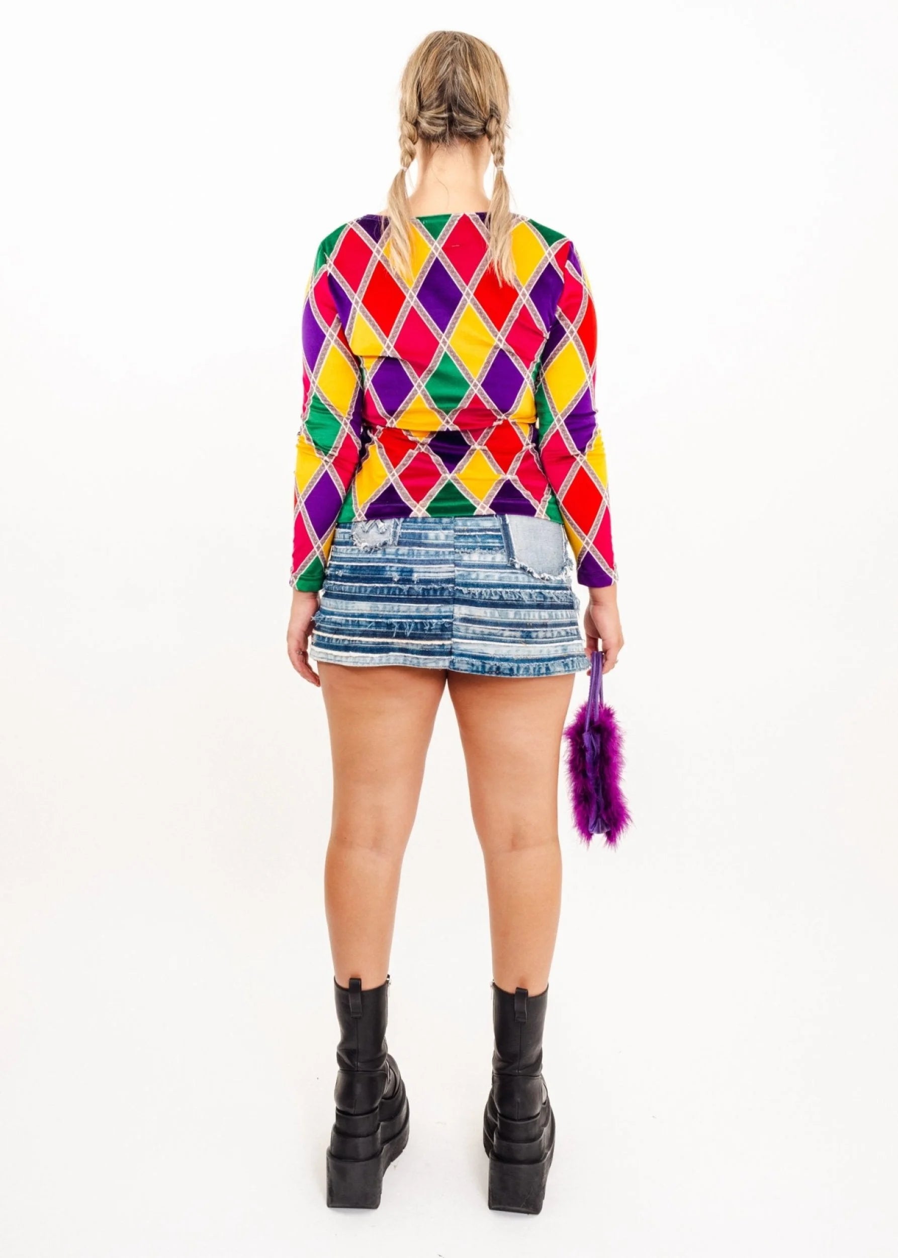 Cheap and Chic by Moschino Velvet harlequin/ diamond print top