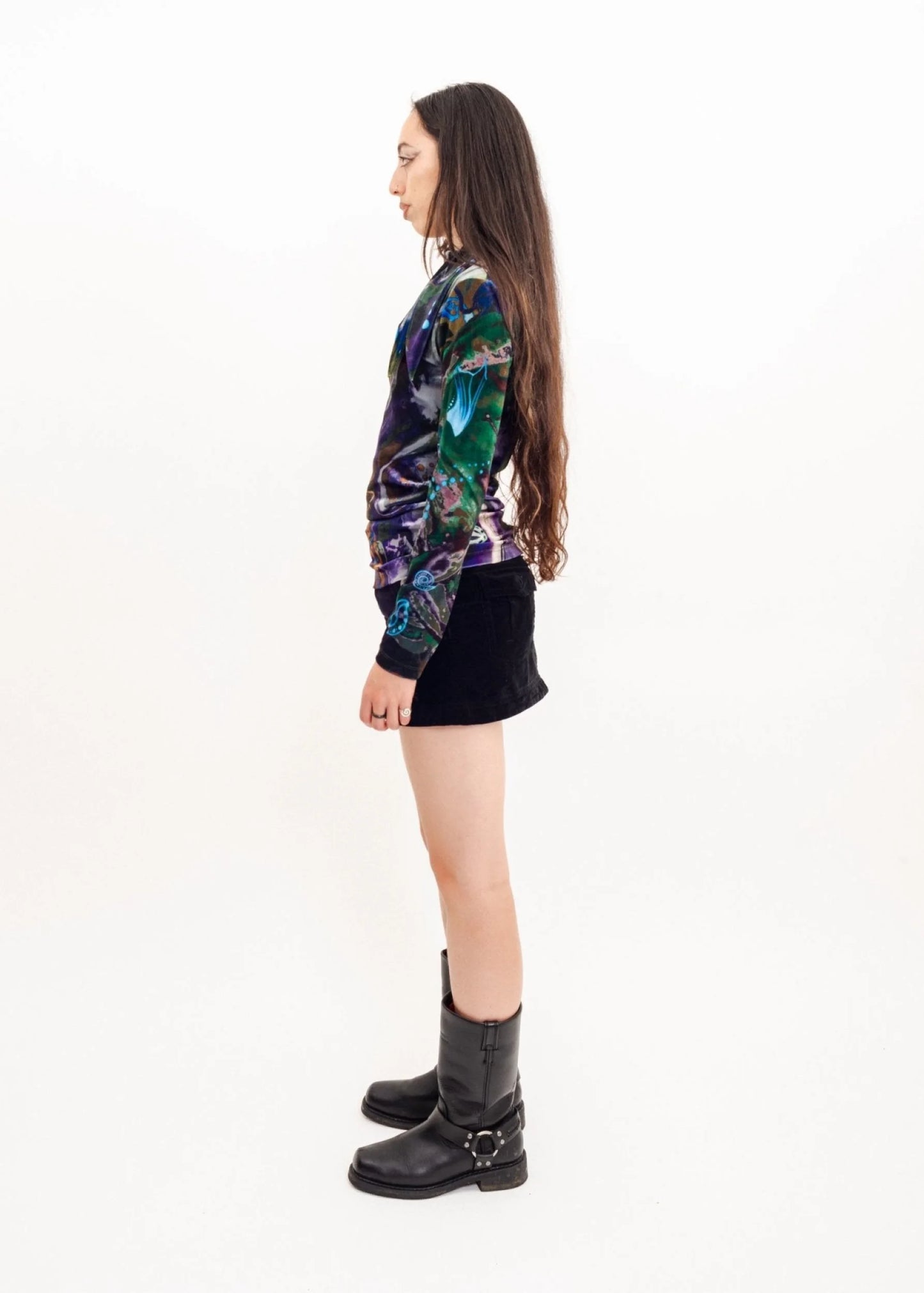 Maroske Peech x Alix Higgins Velvet top with oversized collar