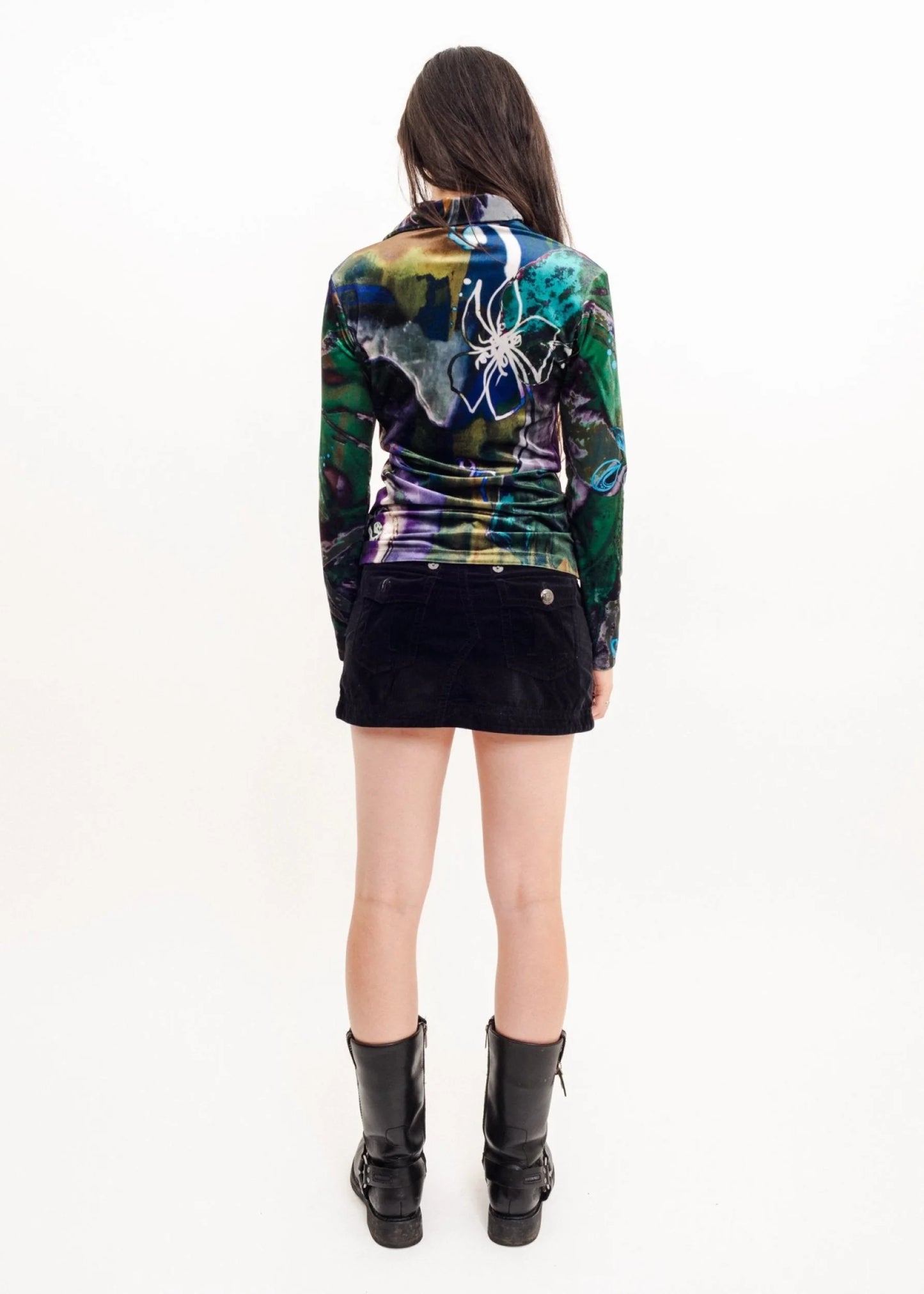 Maroske Peech x Alix Higgins Velvet top with oversized collar