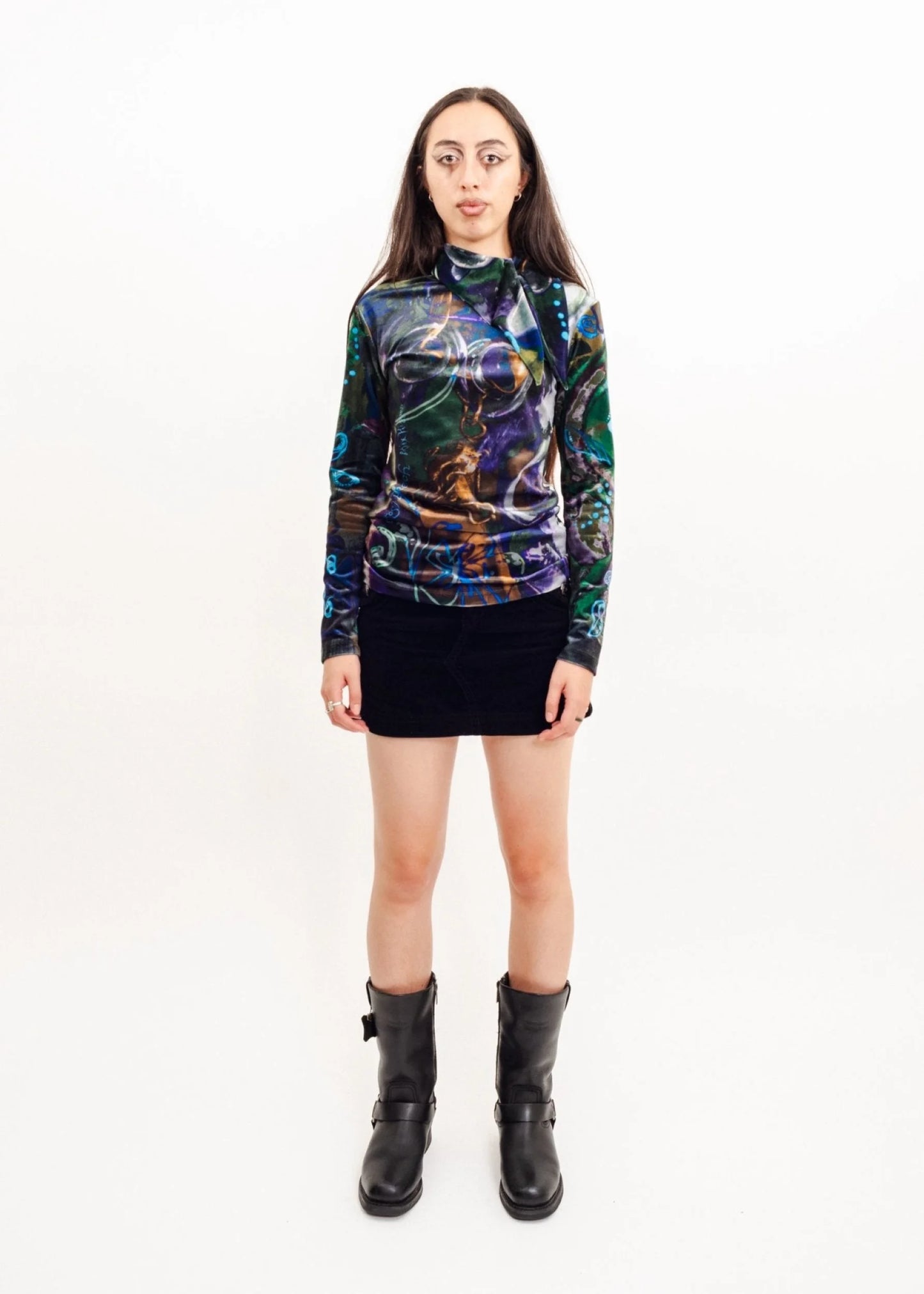 Maroske Peech x Alix Higgins Velvet top with oversized collar
