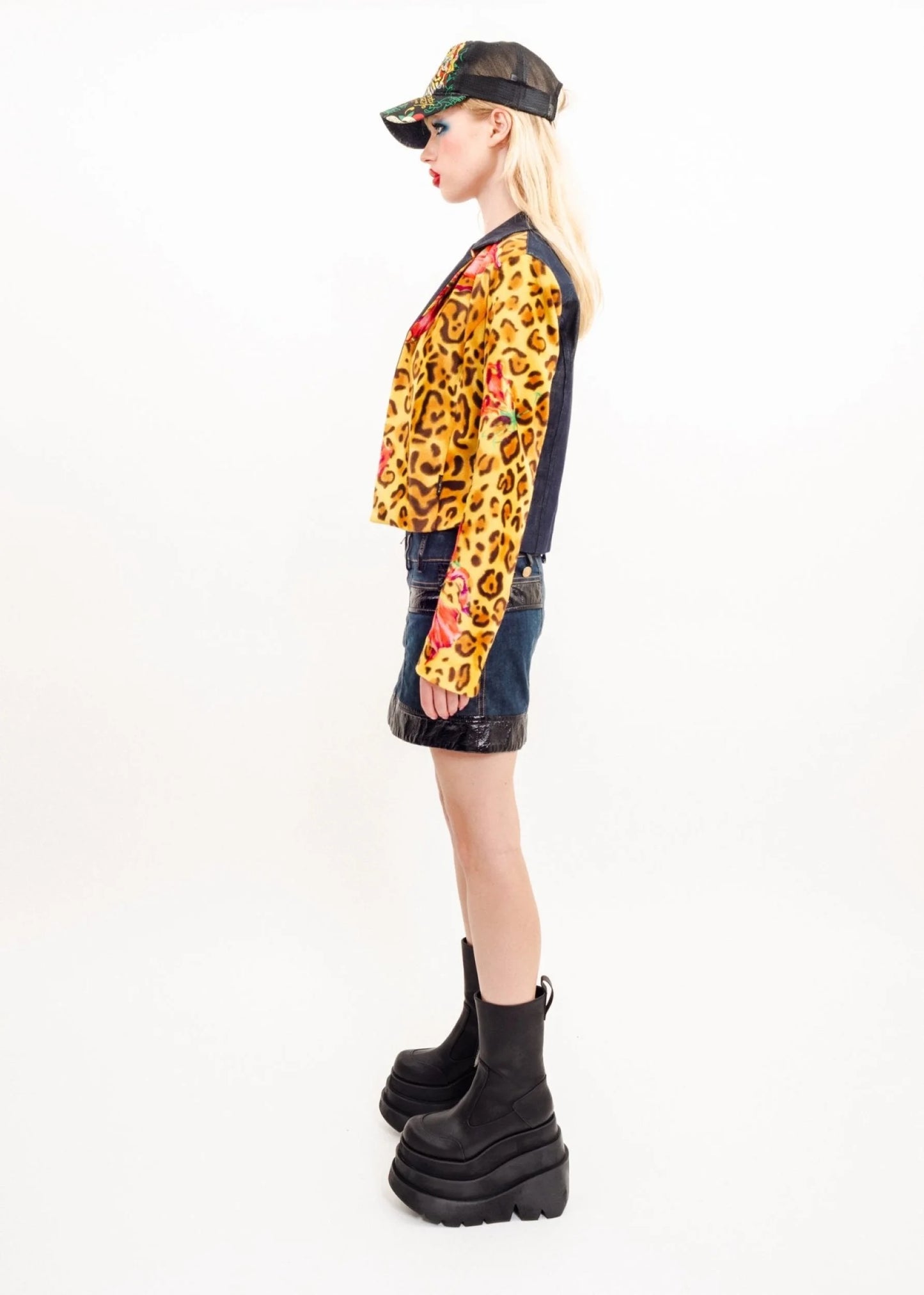 D&G Dolce & Gabbana Vinyl insert denim mini skirt