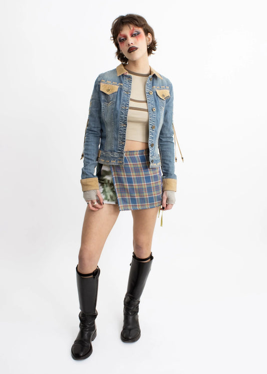 D&G Dolce & Gabbana Y2k denim cowgirl jacket with suede accents