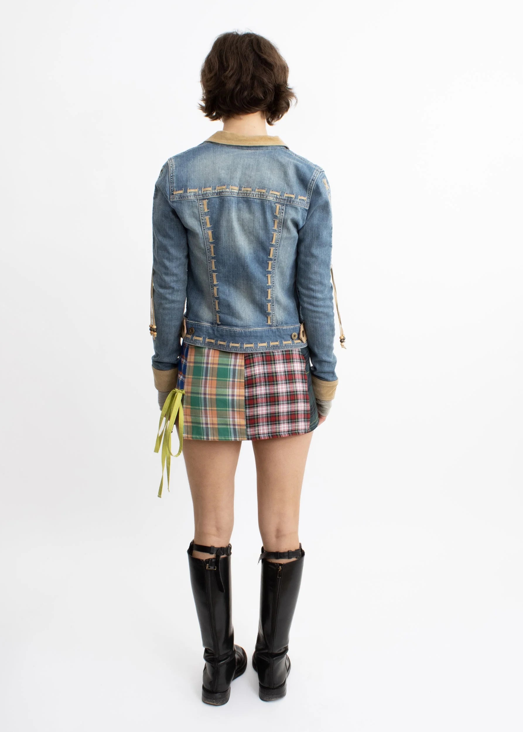 D&G Dolce & Gabbana Y2k denim cowgirl jacket with suede accents