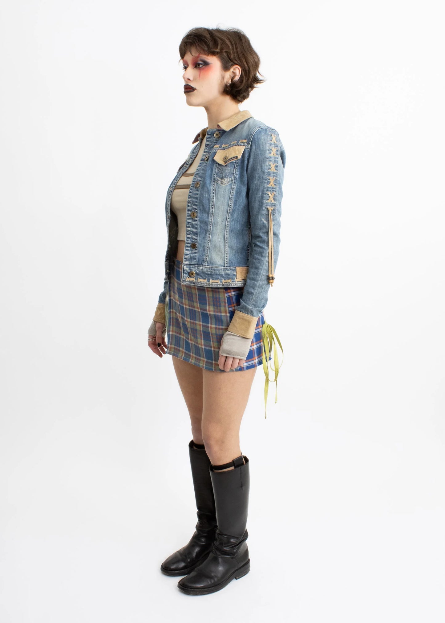 D&G Dolce & Gabbana Y2k denim cowgirl jacket with suede accents