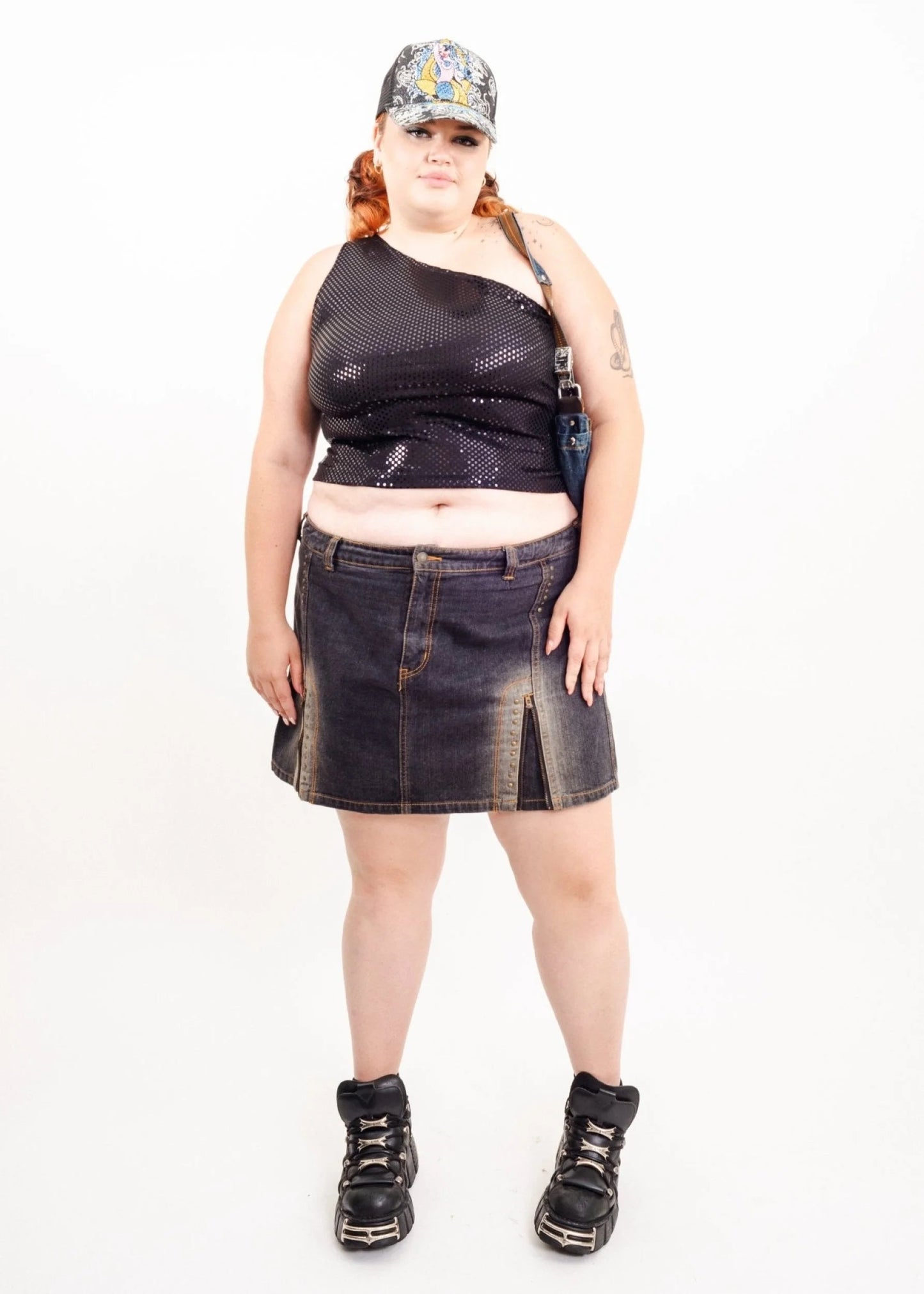 Smile Land Y2k dead stock denim mini skirt