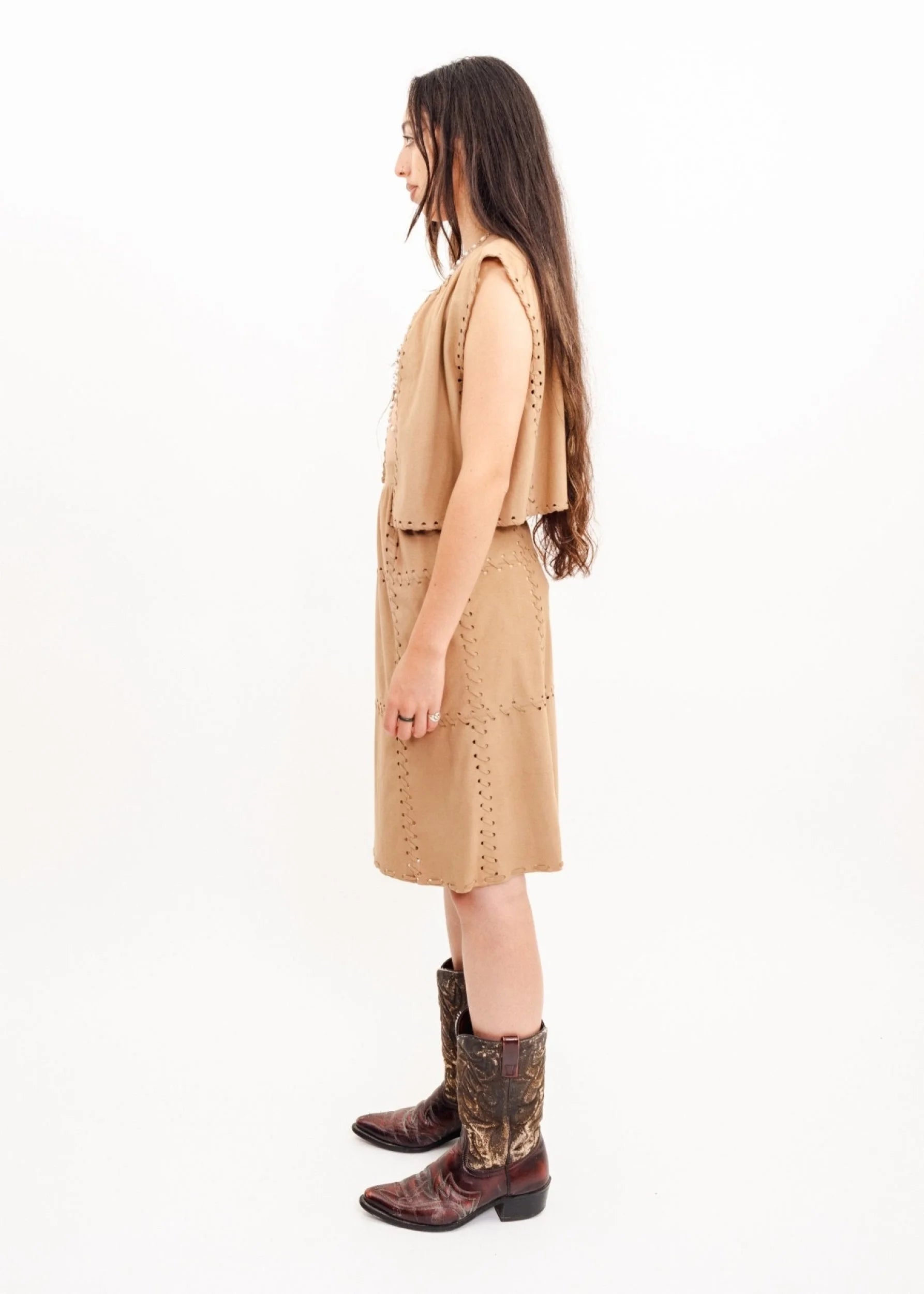 Roberta Yeehaw faux suede two piece set