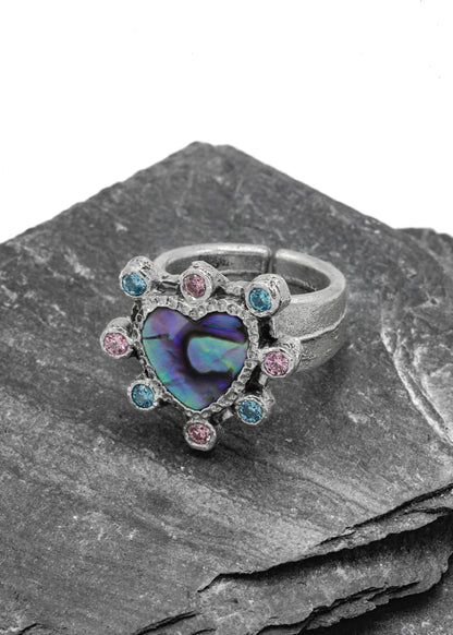 Pāua Heart ring