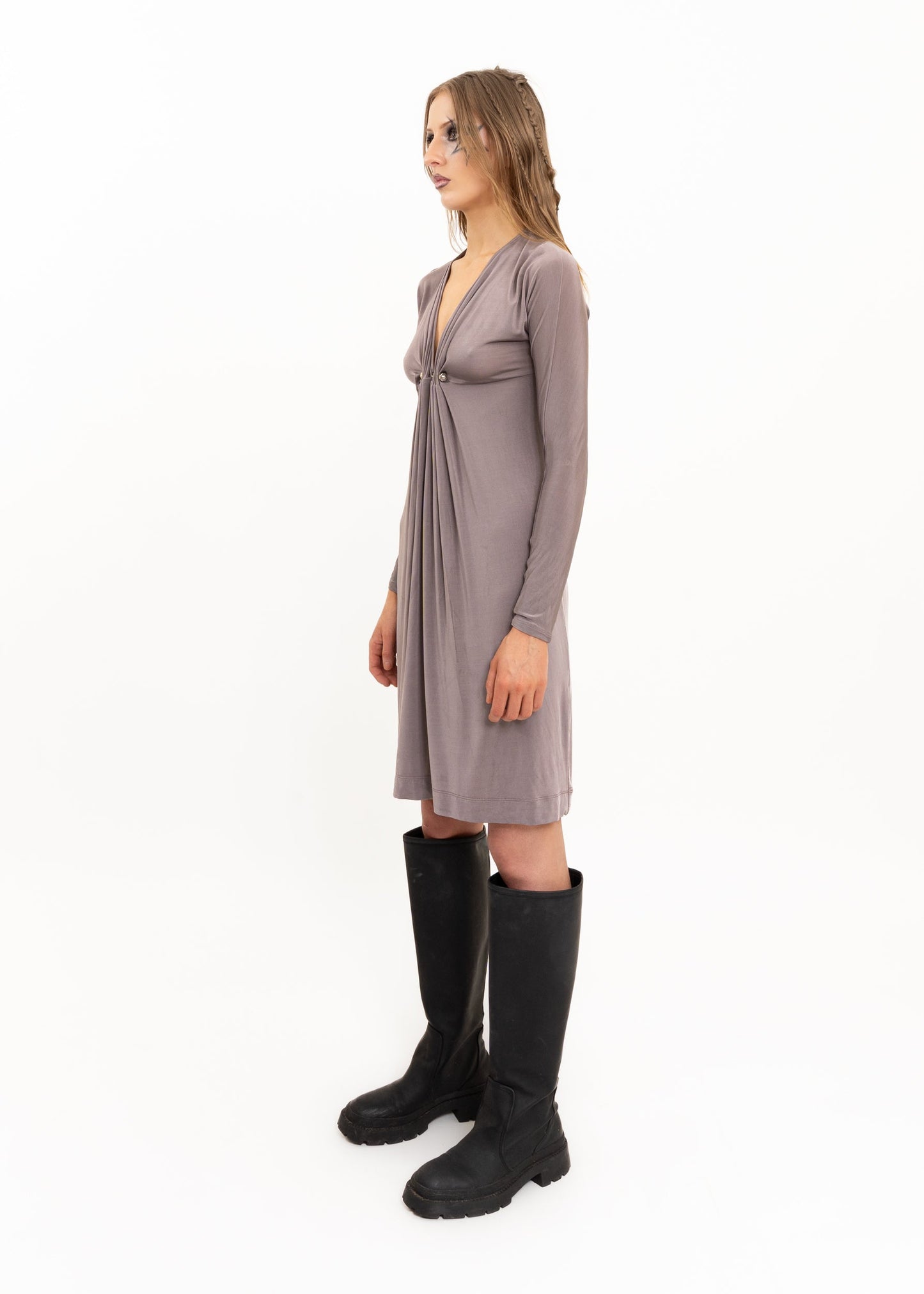 2000s empire waistline long sleeve dress