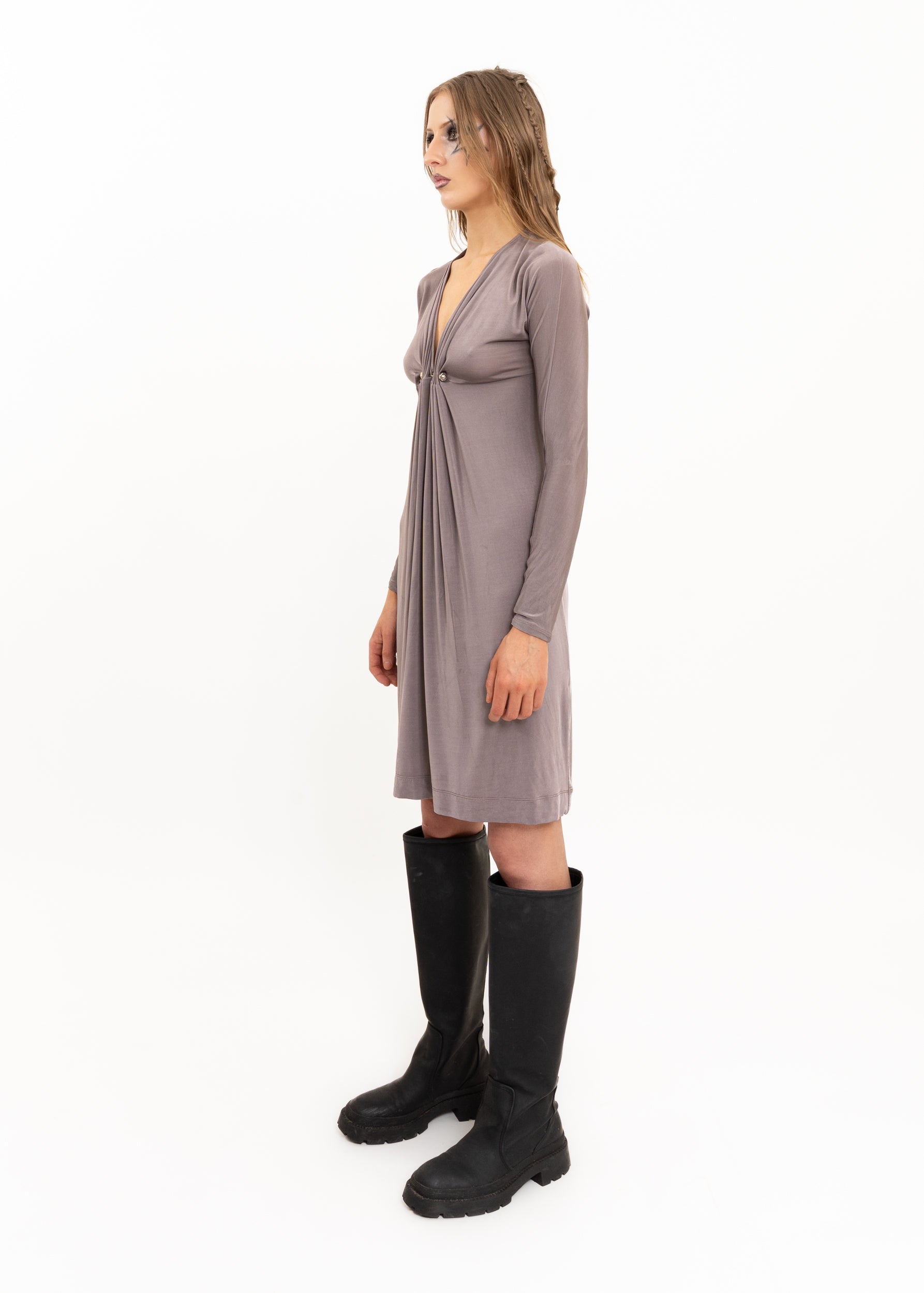 2000s empire waistline long sleeve dress