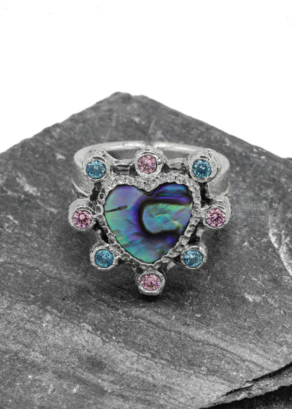 Pāua Heart ring