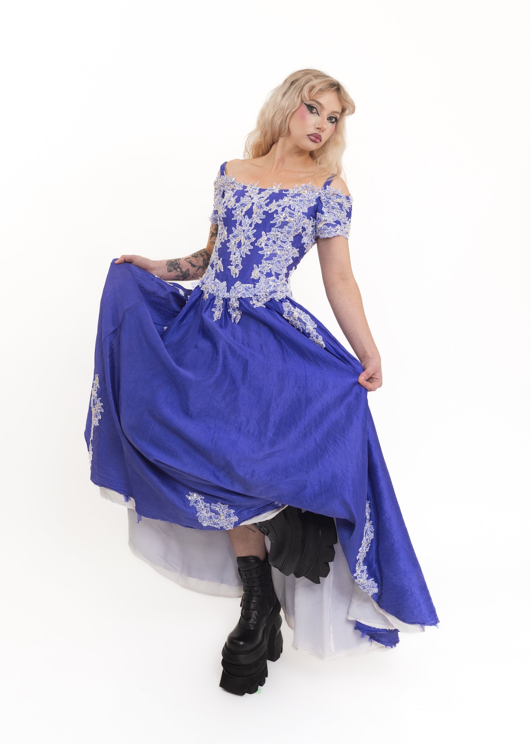 80s vintage dress with beaded lace appliqué Bizarre Bazaar