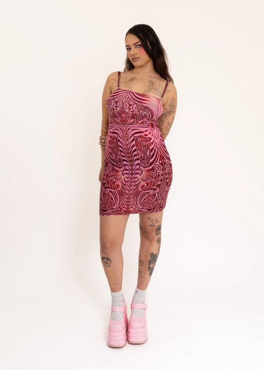 Bizarre Bazaar 90s neo tribal print mesh mini dress