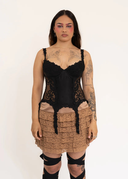 La Perla 90s vintage lace bustier with suspender straps