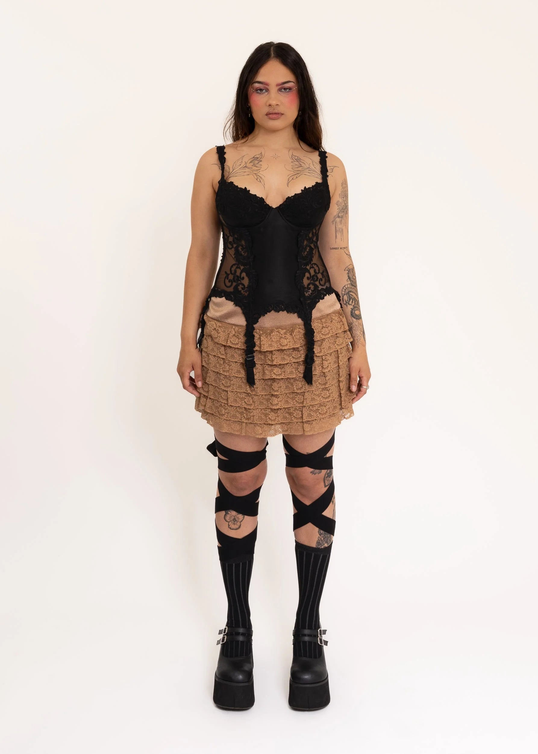 La Perla 90s vintage lace bustier with suspender straps