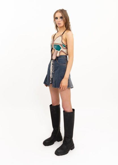 Kinky Jeans Hysteric Glamour Lace up denim mini skirt Bizarre Bazaar