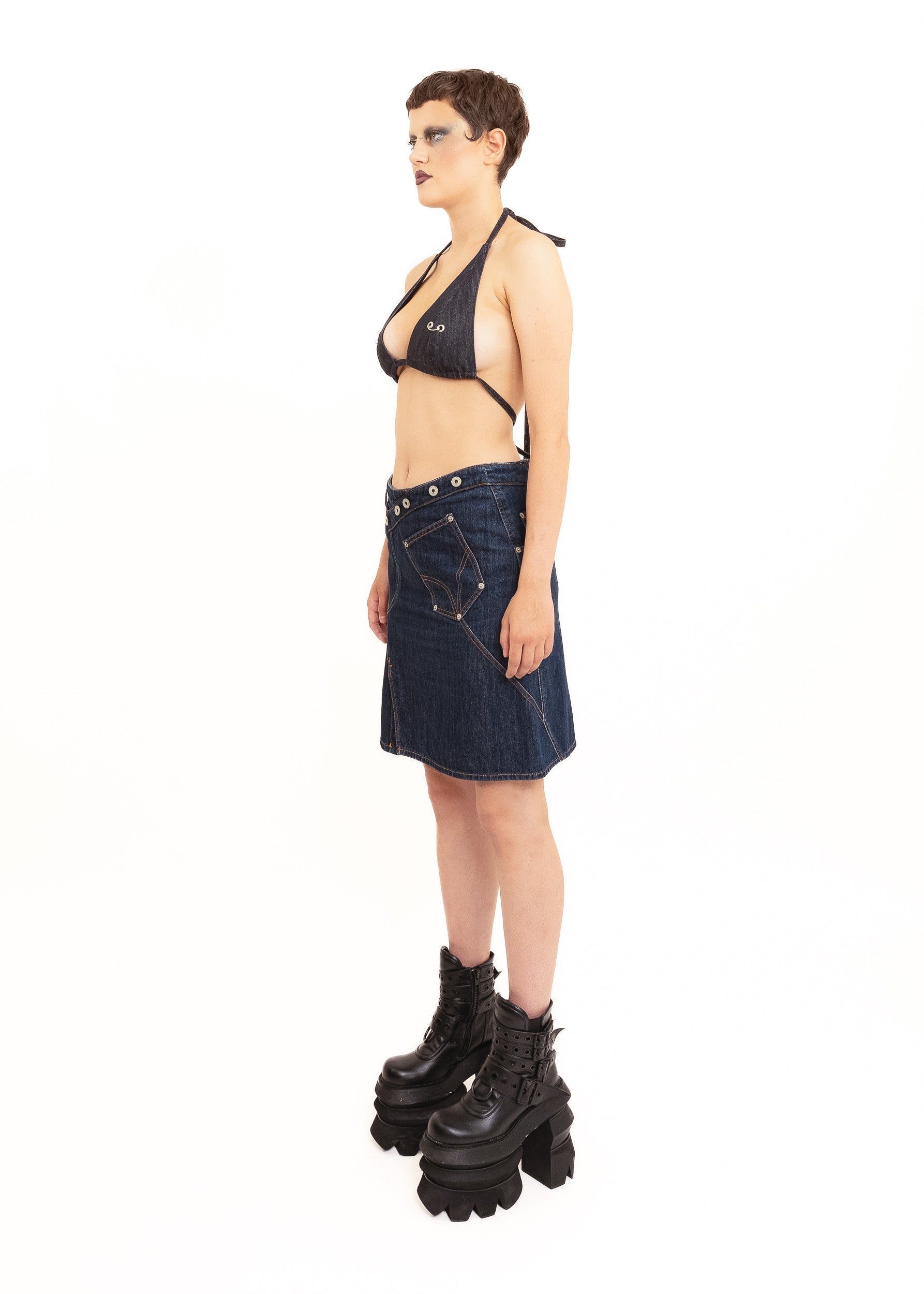 D&G Dolce & Gabbana 90s vintage patchwork denim skirt Bizarre Bazaar