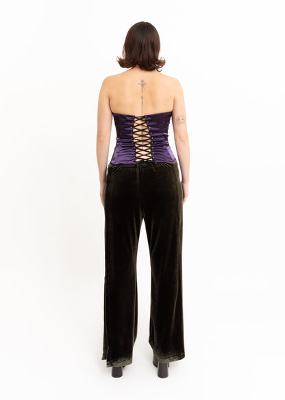 Satin boned corset- deep purple