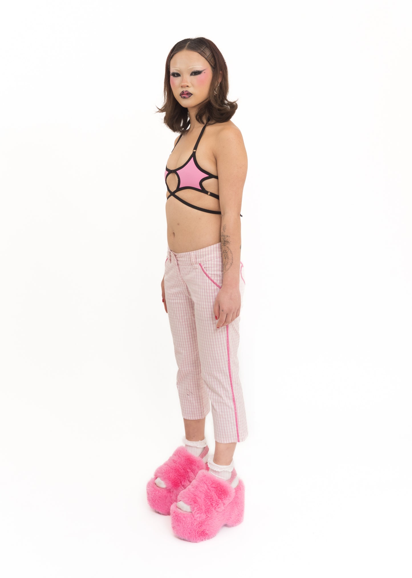 Pink gingham capris