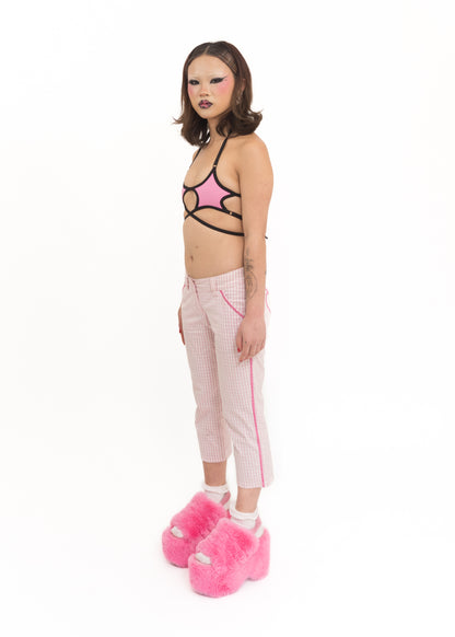 Pink gingham capris
