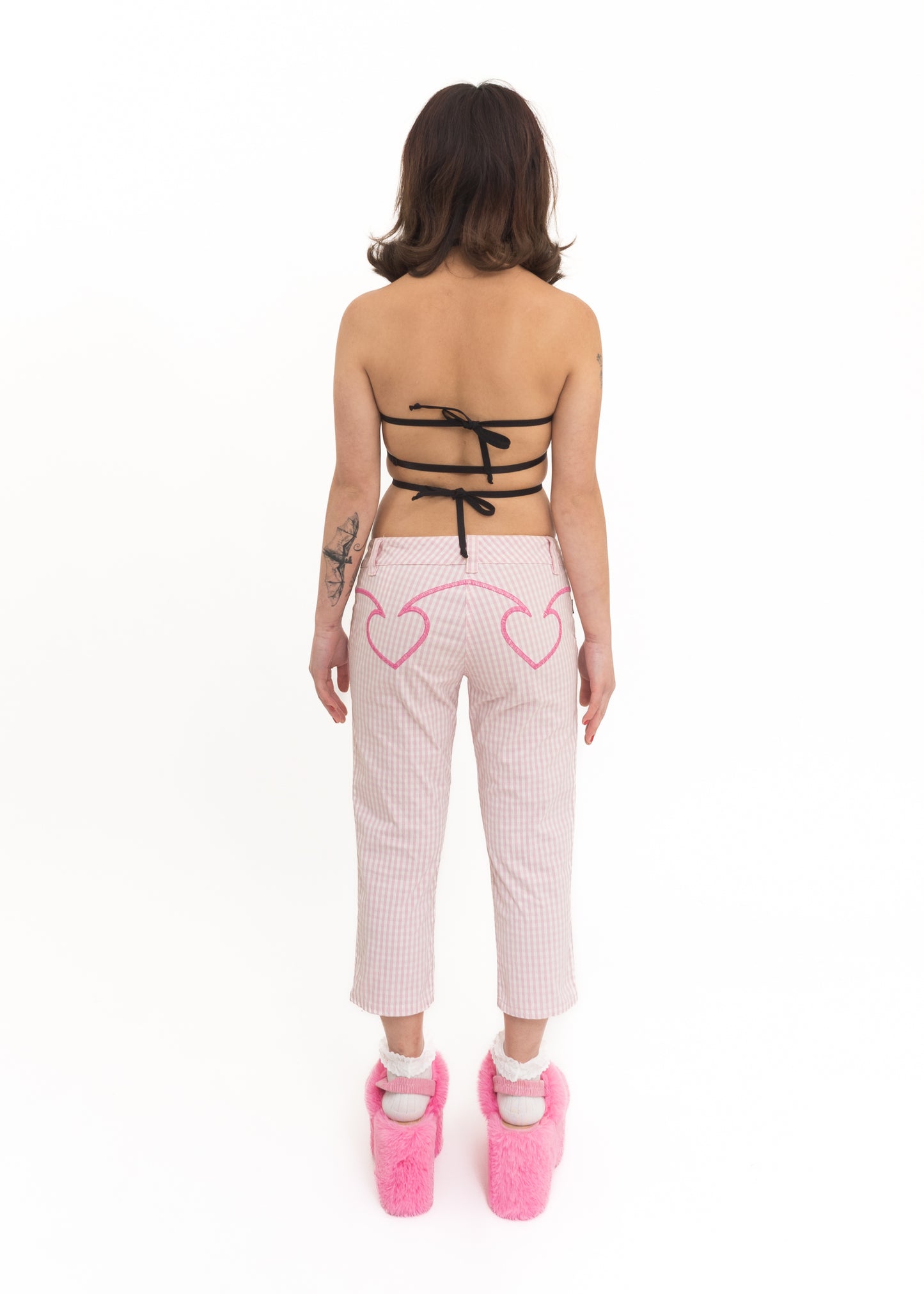 Pink gingham capris