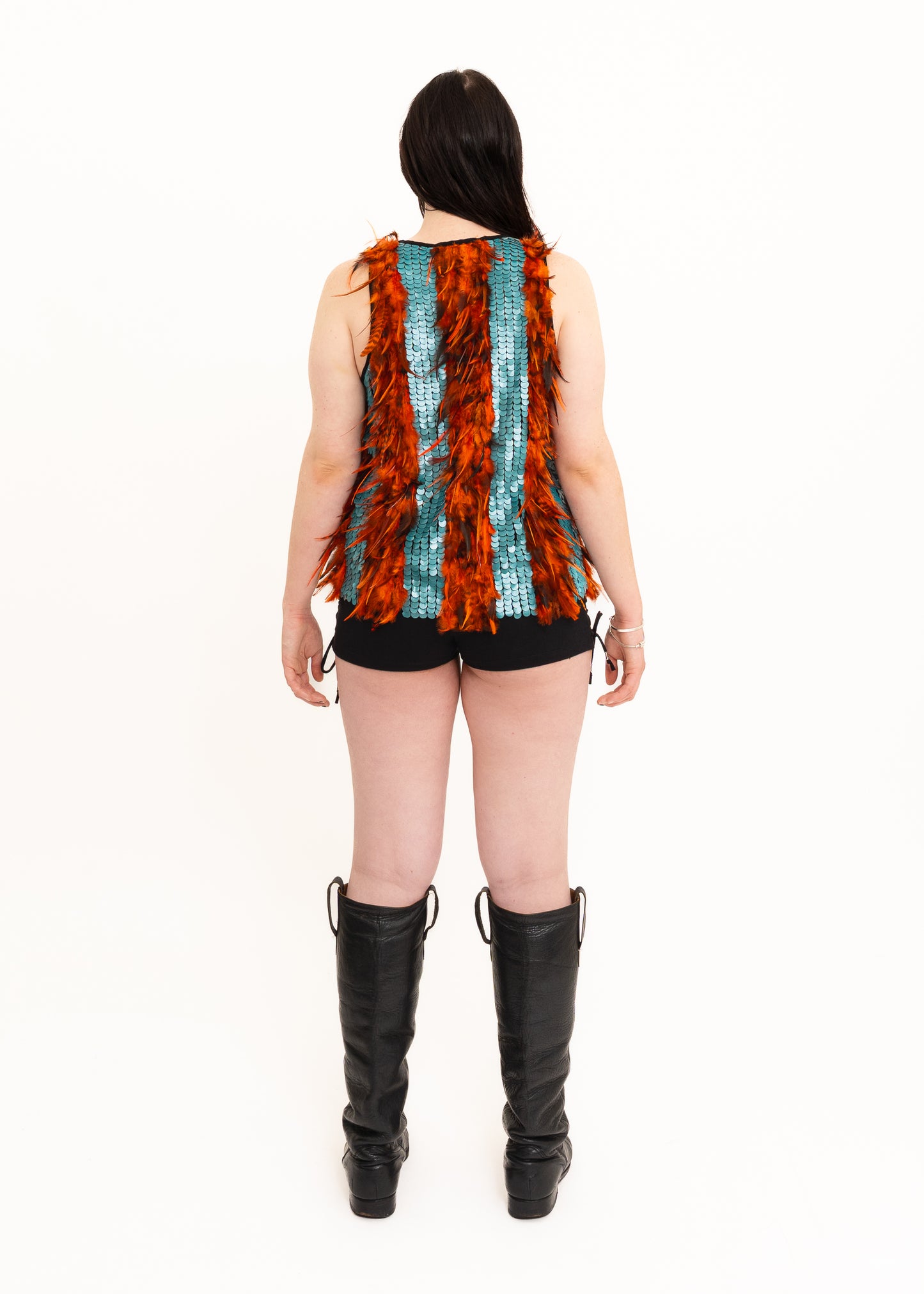 Feather trim tank top