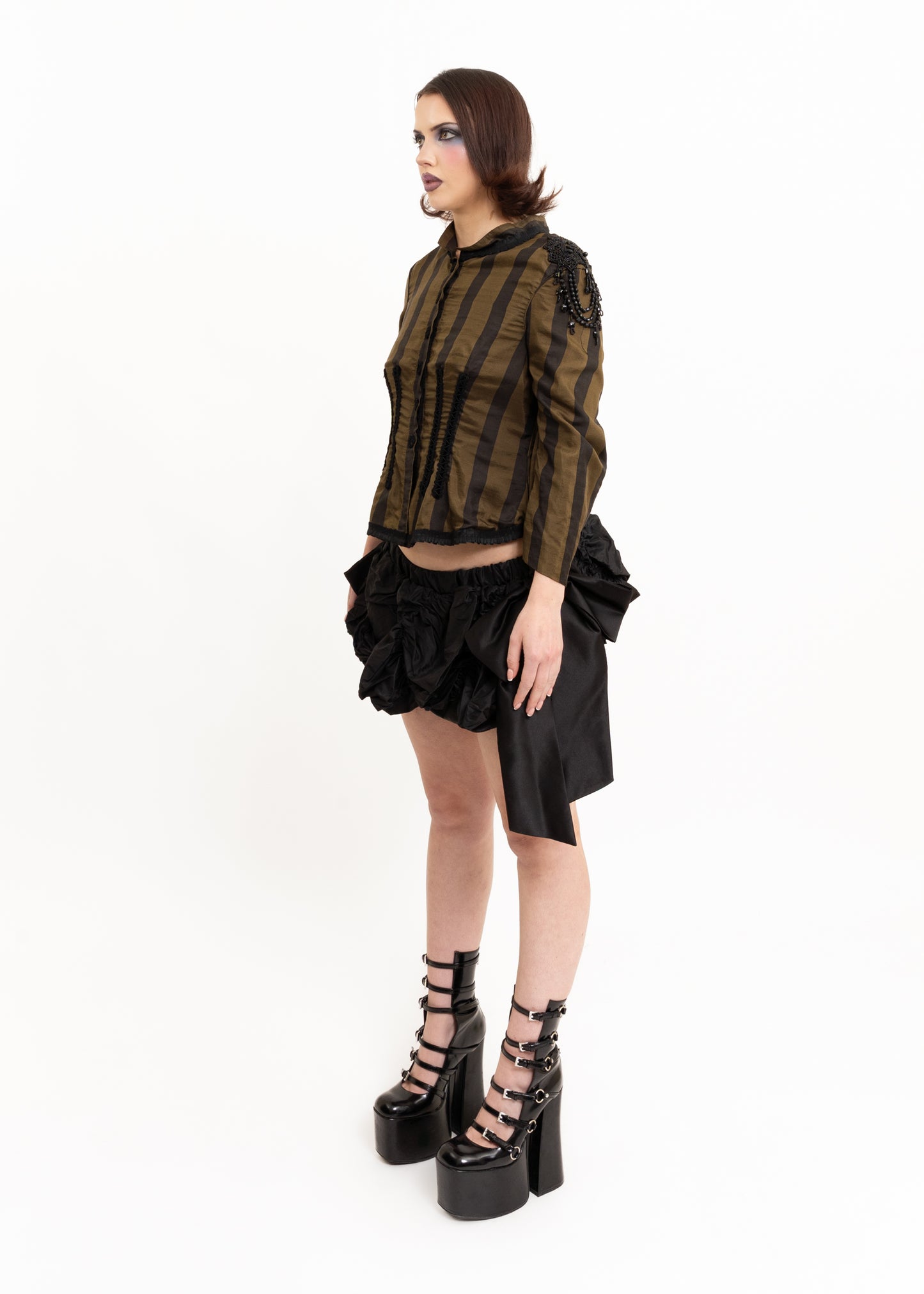 Pinstriped silk Victorian style jacket