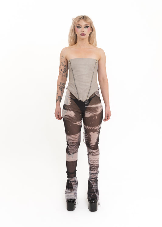 Lambskin leather corset with zipper detailing