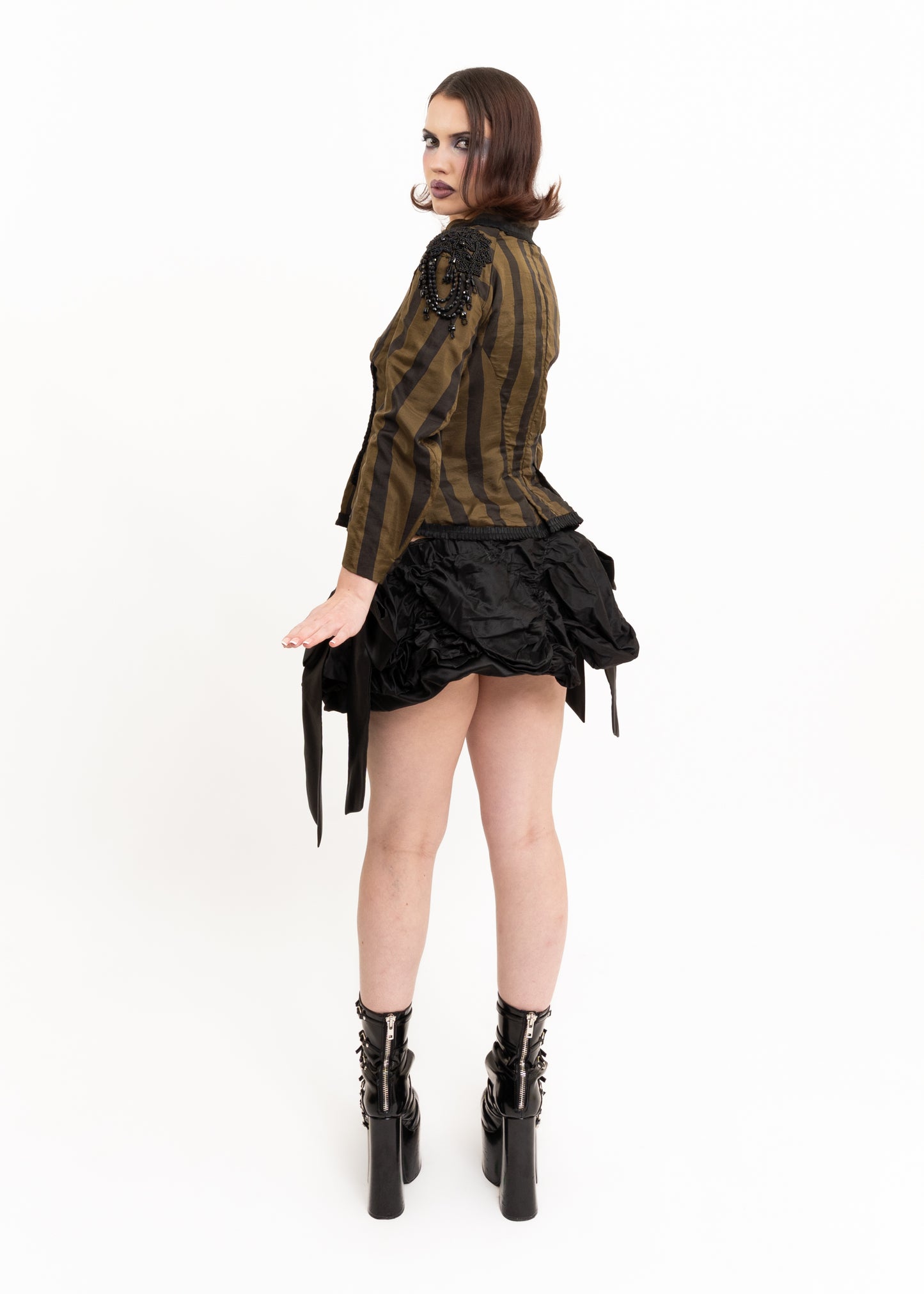 Pinstriped silk Victorian style jacket